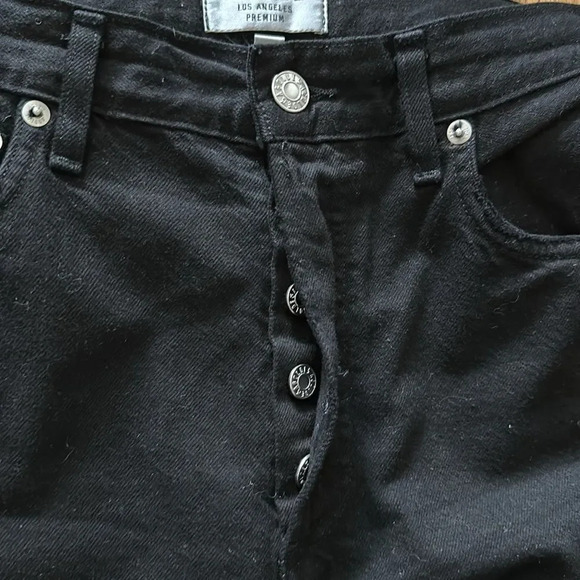 Agolde sz 27 jeans black intentional distressed knees great pre owned condition - Picture 5 of 8
